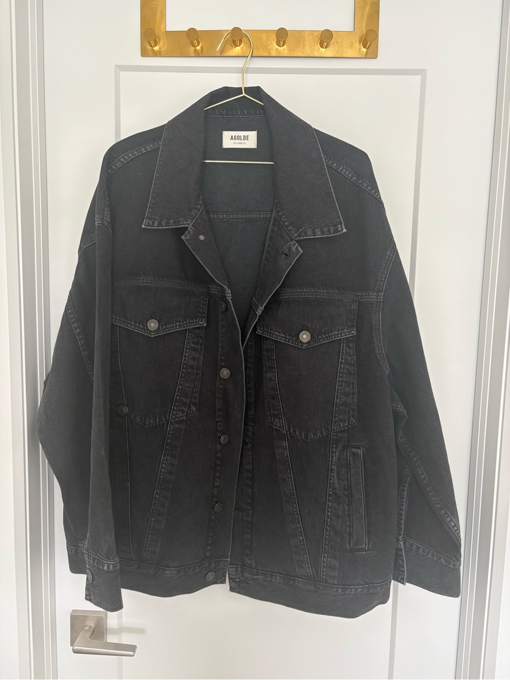 Agolde Washed Black Oversized Denim Jacket